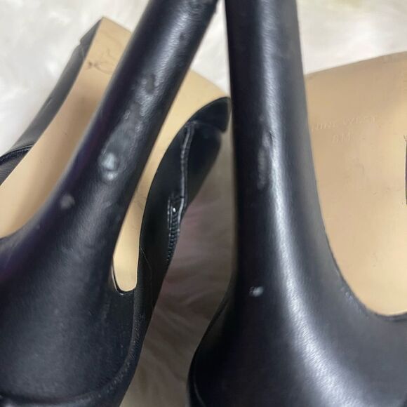 Nine West synthetic black ankle platform heel boots side zipper size 8M - Picture 8 of 10